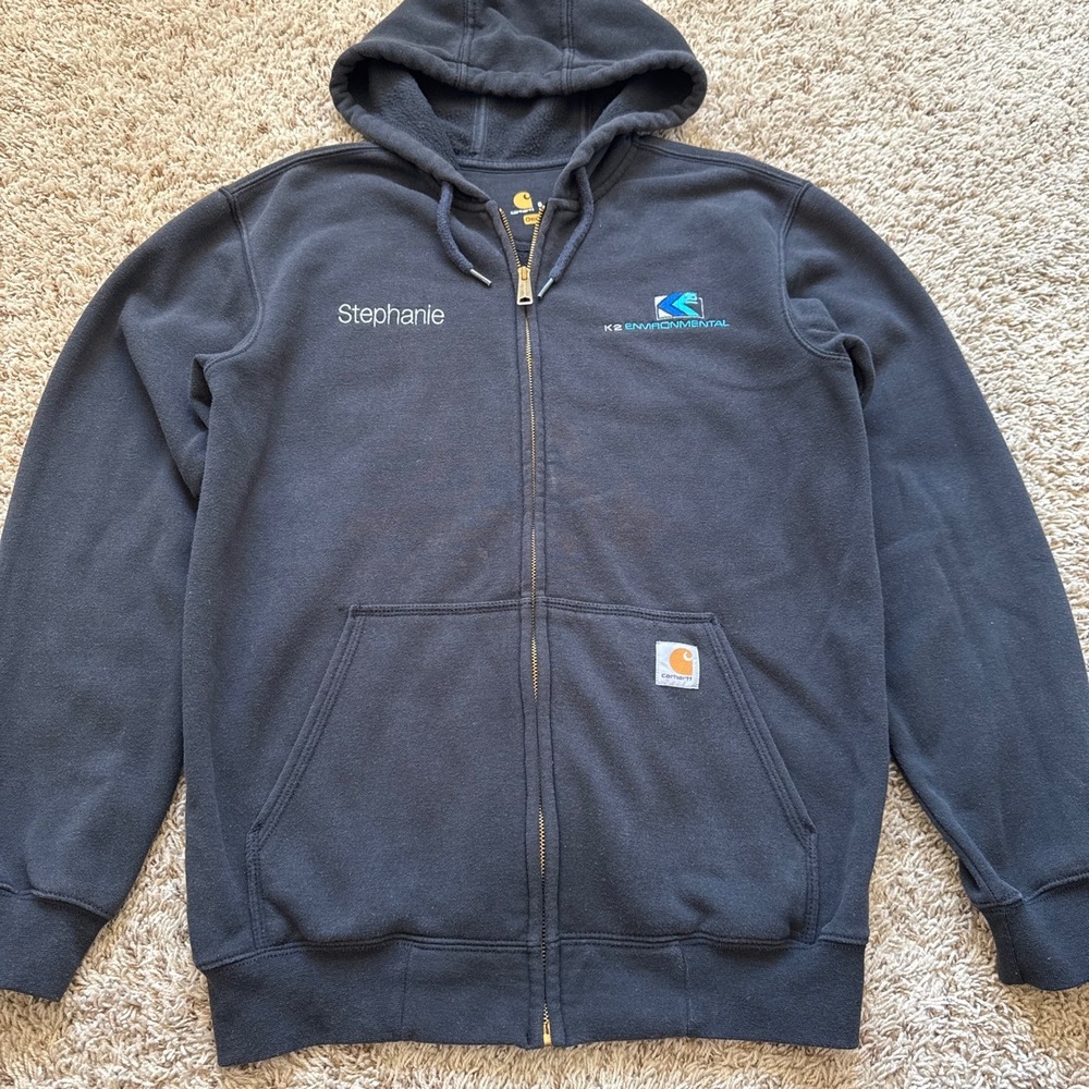 Carhartt Mens Small Black Zip Up Hoodie K2 Environmental Workwear Sweatshirt